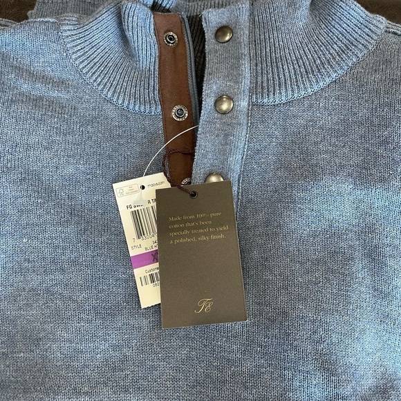 Tasso Elba men's quarter zip and snap long sleeve blue sweater in a size XXL - Picture 6 of 13